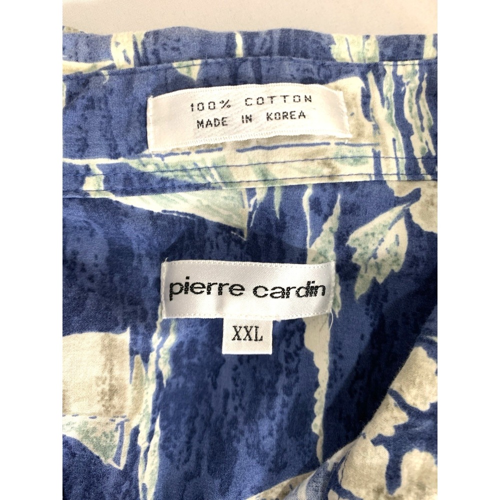 Pierre Cardin Hawaiian Shirt Mens 2XL Blue Sailboat 100% Cotton Vintage Korea - Picture 8 of 8